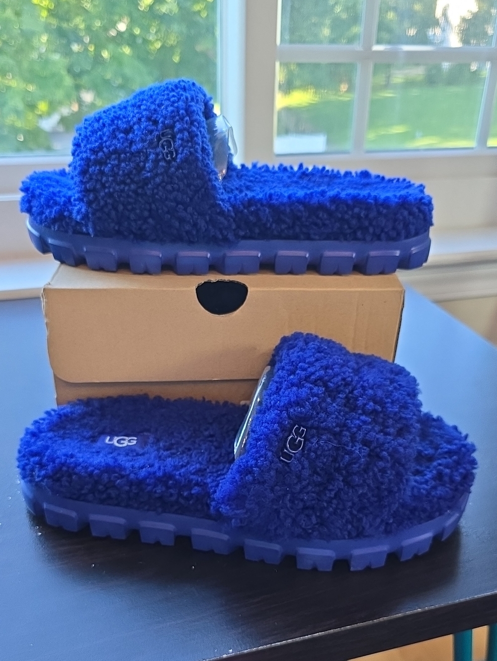 UGG Cozetta Curly Genuine Shearling Slide Slipper Naval Blue 7